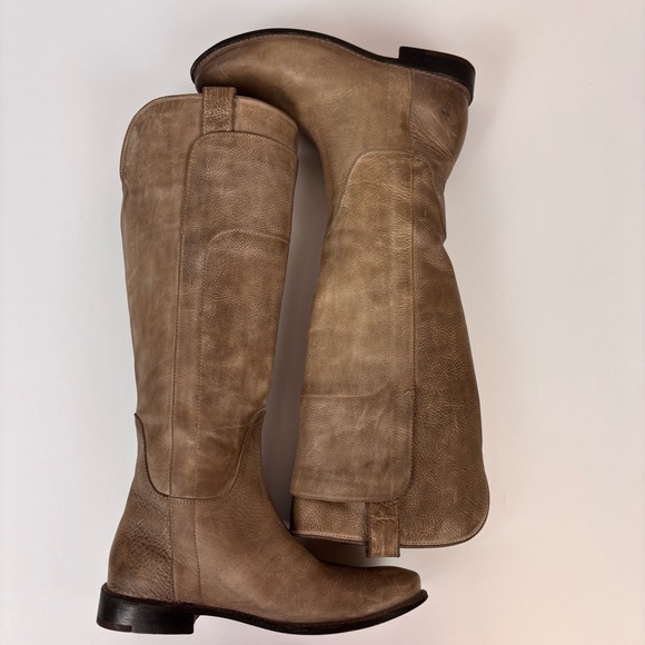 Frye Leather Boots Equestrian Low Heel Tall Riding Pull On Bike Boot Gray Sz 7.5 - Picture 9 of 16